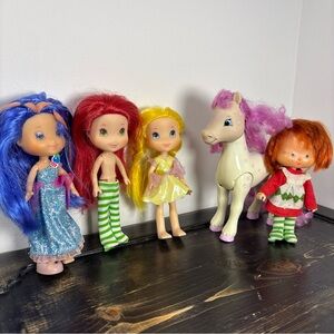 🍓 Strawberry Shortcake Vintage Toy Lot – Dolls & 2003 Milkshake Horse 🌸